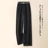 Calças Casuais de Lã para Mulheres 2026 Novas Calças de Cintura Alta Soltas de Perna Larga Moda Elegante Calças de Perna Reta Outono e Inverno Versátil com Efeito de Caimento