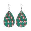 Venta Caliente Europea y Americana Copo de Nieve Navideño 20 Pares de Pendientes de Cuero Set Pendientes de Cuero con Cuadros Rojos y Gota de Agua Accesorios Festivos