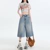 Young Orange# Jeans Casuais Coreanos Largos de Perna Reta Cropped Femininos Soltos Slim Cobre Quadril Versátil Modernos