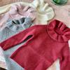 [En stock] Camisa de manga larga para niños, suéter para niñas, invierno, estilo coreano, cuello de hoja de loto para niñas, ropa para niños