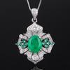 Conjunto de Joias de Três Peças Europeu e Americano Retrô Anel de Esmeralda Simulada Colar de Diamante Kunzita Pulseira de Gema Roxa Alça