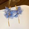 Brincos de Franja com Flor de Renda Feita à Mão Estilo Resort, Doces e Elegantes, Estilo Nicho, Brincos de Luxo para Mulheres