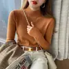 Talla grande/g/ Cuello cosido/ Suéter de punto de cuello semi-alto para mujer/ Suéter de capa base/ Prenda superior cálida