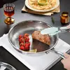 Sartén de titanio, sartén de acero inoxidable con diseño de pavo real, sartén gruesa sin recubrimiento de panal antiadherente para freír huevos y bistec