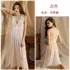 Feiyun Renda Francesa Decote V Malha Longo Vestido de Noite Sem Mangas Camisola Sexy Vestido de Noiva para Manhã Roupa de Casa Sexy 419