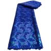 Tecido de Malha Bordado com Fio Grosso e Lantejoulas Padrão Multicolorido Tecido de Renda para Vestido de Casamento
