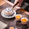 Tetera de Plata Dorada Dunhuang Xishi, Una Tetera y Dos Tazas, Tetera, Taza de Té, Juego de Té, Regalo para Otros, Regalo del Patrimonio Cultural Inmaterial