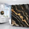 Serie Geometría de Mármol Impresión Digital de Alta Definición Cortina de Ducha de Poliéster Impermeable y Resistente al Moho Juego de Cuatro Piezas Cortina de Ducha Suministrada Directamente de Fábrica