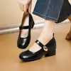 Sapatos de salto plataforma redondos e baixos com 7 cm de altura para mulheres, nova coleção primavera/outono 2026, com sola ultrassuave e salto grosso, perfeitos para o dia a dia, estilo Mary Jane