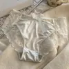 Calcinhas Femininas de Renda com Cetim, Meia-Cintura Algodão Puro com Forro Antibacteriano, Calcinhas de Renda para Mulheres