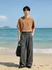 Cintura con Diseño de Hoja de Loto con Cinturón, Pantalones Rectos Ligeros de Estilo de Negocios para Hombre, Nuevo Estilo de Verano, Adecuados para Ir al Trabajo, Trabajo Diario, Pantalones Largos Casuales para Mujer