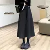 La Primavera No Se Retrasa, Falda Plisada de Lana de Cintura Plana Estilo Normcore [2 Largos] Falda Larga Elegante que Cubre Mucho el Cuerpo Falda Cálida de Invierno