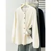 Blusa elegante para mujer talla grande 2026, nueva colección de otoño, simple y estilizada, camisa de manga larga estilo artístico 0740