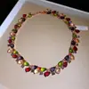 Collar de Flor de Circonita Chapado en Oro Real Cadena para Clavícula Versátil Simple Diaria para el Trabajo Cotidiano Collar con Sensación de Lujo Ligero de Alta Gama