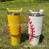 Taza Térmica Serie Béisbol 40 oz Acero Inoxidable 304 Asa con Popote para Coche Protección Frío Taza de Hielo