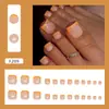 Uñas postizas desmontables estilo francés naranja miel, divertidas y a la moda, realzan el blanco, estilo Ins europeo y americano, 24 piezas