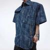 Camisa de Trabalho Retrô Estilo Japonês Masculina de Manga Curta Camisa Jaqueta Casual para Exterior de Marca de Moda de Verão Masculina