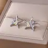 Pendientes Populares de Estrella de Mar Transfronterizos para Mujer, Circonita Microincrustada, Personalizados, Sencillos, Compactos, Versátiles, Elegantes, Pendientes de Lujo Ligero