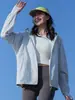 Ropa de Protección Solar Estilo Montaña para Mujer UPF50+ Verano Ligera Transpirable Ropa de Protección Solar con Sensación a Hielo con Capucha Chaqueta de Protección Solar Anti-UV