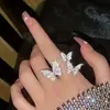 Conjunto de Anéis Minimalista de Alta Qualidade Inspirado na Coreia, Estilo Frio para Mulheres, Conjunto de Anéis Ajustável com Banda Lisa Personalizada com Pontos de Diamante