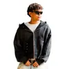 Sudadera con cremallera y pedrería de color liso, estilo nuevo europeo y americano, suéter con capucha de manga larga, chaqueta vintage, ropa urbana, venta al por mayor