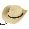 Sombrero Vaquero Occidental Plegable para Hombre al Aire Libre con Correa de Cuero Sombrero de Sol de Paja para Playa Versátil Sombrero de Jazz 72