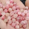 Contas Redondas de Cristal Rosa Contas Soltas 8mm Contas de Jade Pó de Neve pulseira DIY colar joias fart oh Contas de Gelatina de Couro de Burro
