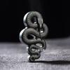 Colgante de jade natural Hetian con forma de serpiente negra, tallado a mano, piedra original de jade Hetian, accesorios de serpiente del zodiaco.