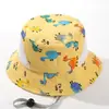 Nueva gorra de pescador de malla con diseño de dinosaurio de dibujos animados para niños, sombrilla de viaje de verano, con ala grande, venta al por mayor de fábrica