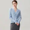Cardigã de Renda e Caxemira 2026 Outono Novo Feminino Gola V Franja Base Elegante de Botão Único Roupa Externa Quente