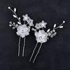 Accesorios para el cabello de novia transfronterizos europeos y americanos hechos a mano con perlas, flores, cuentas retorcidas, peine para el cabello, horquilla para el cabello, juego de 3
