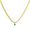Colar de Corrente Cobra Chata com Pingente de Zircônia Estilo Doce e Descolado de Nicho Personalizado, Colar Elegante de Nicho para Mulheres