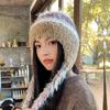 Gorro de lana de punto de felpa de otoño e invierno con costuras multicolores y protección para los oídos a prueba de frío, gorro Lei Feng para niños, gorro pequeño con marea