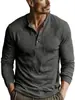 Camiseta Casual Masculina Crazy Muscle Gola Redonda Camisa Henley Masculina Slim Cor Sólida Manga Longa Base Masculina Top Cruzamento