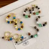 Pendientes de Cuentas de Colores Contrastantes con Ojo de Tigre y Ojo de Gato Estilo Retro Artístico ~ Nuevo Estilo Chino para Mujer, Pendientes Nuevos de Estilo Étnico