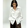 Estilo Old Money Otoño 2026 Nueva Camisa de Lino para Mujer, Camisa de Cáñamo Retro Francesa con Bolsillos, Ropa de Alta Gama para Mujer