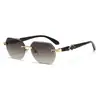 Nuevas Gafas de Sol sin Marco de Moda Europea y Americana para Mujer, Gafas de Sol Trendy Estilo Callejero para Exteriores con Protección Solar, Transfronterizo 86033