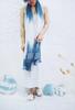 Vestido artístico azul tie-dye hecho a mano de Radix Isatidis de planta pura original, sobrecapas exteriores protectoras solares