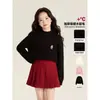 Suéteres de Punto para Niñas Amybaby Invierno 2025 Estilo Nuevo Sencillo y Versátil Color Sólido Oso Bordado Tejido de Visón