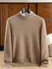 Suéter de Cachemira 100% Cachemira Pura de Cabra Otoño/Invierno Nuevo para Hombre Casual de Color Sólido Cuello Alto Medio Jersey de Punto Cálido