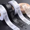 Etiqueta de lavado de cinta de satén negro lavado para ropa de mujer, Etiqueta de lavado de composición de lana y gasa, Múltiples materiales de color disponibles