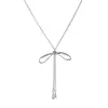 Moda Nueva Coreana y Japonesa Collar Ajustable de Lazo Plateado Largo Elegante Versátil para el Trabajo Collar de Gama Alta