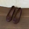 Zapatos planos de ballet simples retro con interior de piel de oveja para realzar la altura para mujer, sin cordones, punta redonda poco profunda, zapatos de trabajo