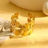 Pulsera Abierta de Acero Inoxidable con Diseño Único de Ondas de Agua, Empalme Geométrico Irregular, Moda Estilo Lava Europea y Americana Transfronteriza