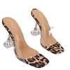 Sapatos de salto tamanho grande comércio exterior transfronteiriço europeu e americano bico quadrado transparentes plus size chinelos de salto alto femininos moda