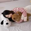 Lindo perro blanco y negro acostado almohada peluche juguete de peluche almohada de dibujos animados muñeco animal almohada para siesta acostado regalo para niña venta al por mayor