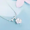 Colar de ramo e flor em prata de lei s925, estilo coreano, design elegante, corrente de clavícula choker da moda e requintada, joia para mulheres