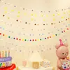 Bandeira de Corda com Bolas de Pelo Coloridas Bandeirola de Feltro Decoração de Festa de Aniversário Infantil Sala de Aula Acampamento Estilo Tenda Pingente