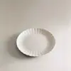 Plato Occidental de Cena Blanco Puro Sencillo con Patrón Vertical en Relieve Plato Grande de Pulgada para el Hogar Plato para Pasta Plato de Restaurante Plato para Bistec