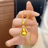 Pingente de Cabacinha Nacional Rotativo Novo Estilo Chinês Banhado a Ouro com Colar de Cabacinha de Calcedônia Verde para Corrente de Clavícula Feminina